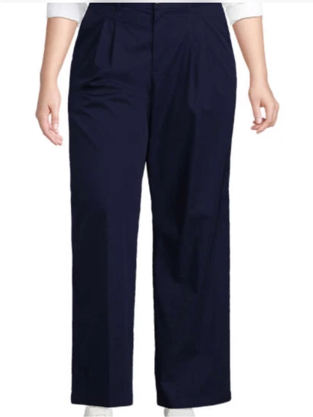 Land’s End Navy Blue Pleat Front High Waist Wide Leg Sport Chino Size 12P